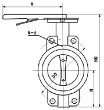  D71X手動對夾式軟密封蝶閥外形尺寸圖