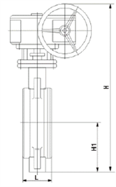 D373H蝸輪金屬硬密封對夾蝶閥外形尺寸圖