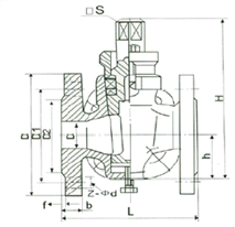   T形三通旋塞閥外形尺寸圖